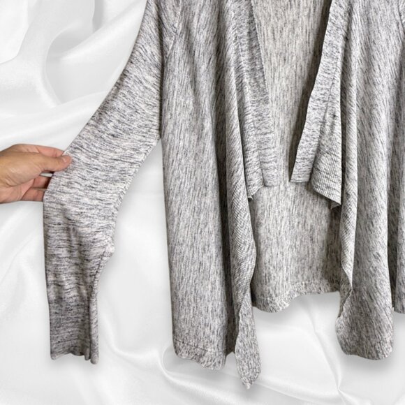LOFT Heather Gray Open-front Lightweight Waterfall Cardigan Sweater | Size SM - Picture 4 of 5